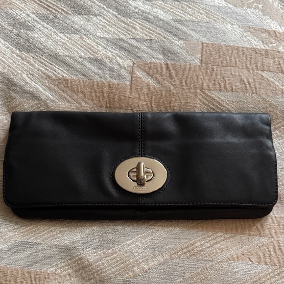 Coach Black Clutch with Silver Turn Lock - Picture 1 of 7